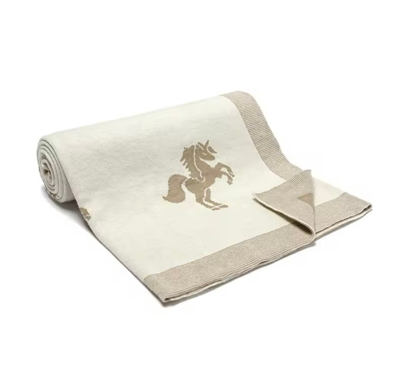 Manta bebé beige caballo