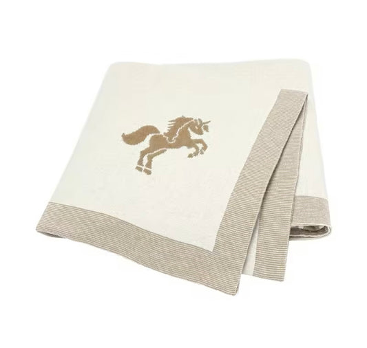 Manta bebé beige caballo